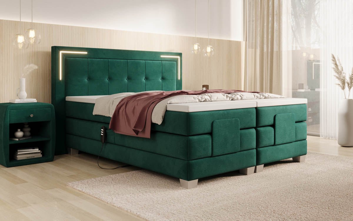 Boxspringbett Noctis Samt elektrisch verstellbar mit LED