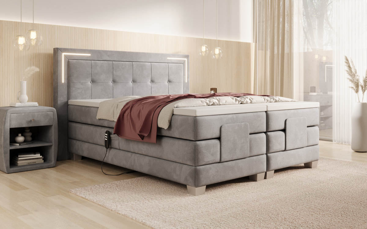 Boxspringbett Noctis Samt elektrisch verstellbar mit LED