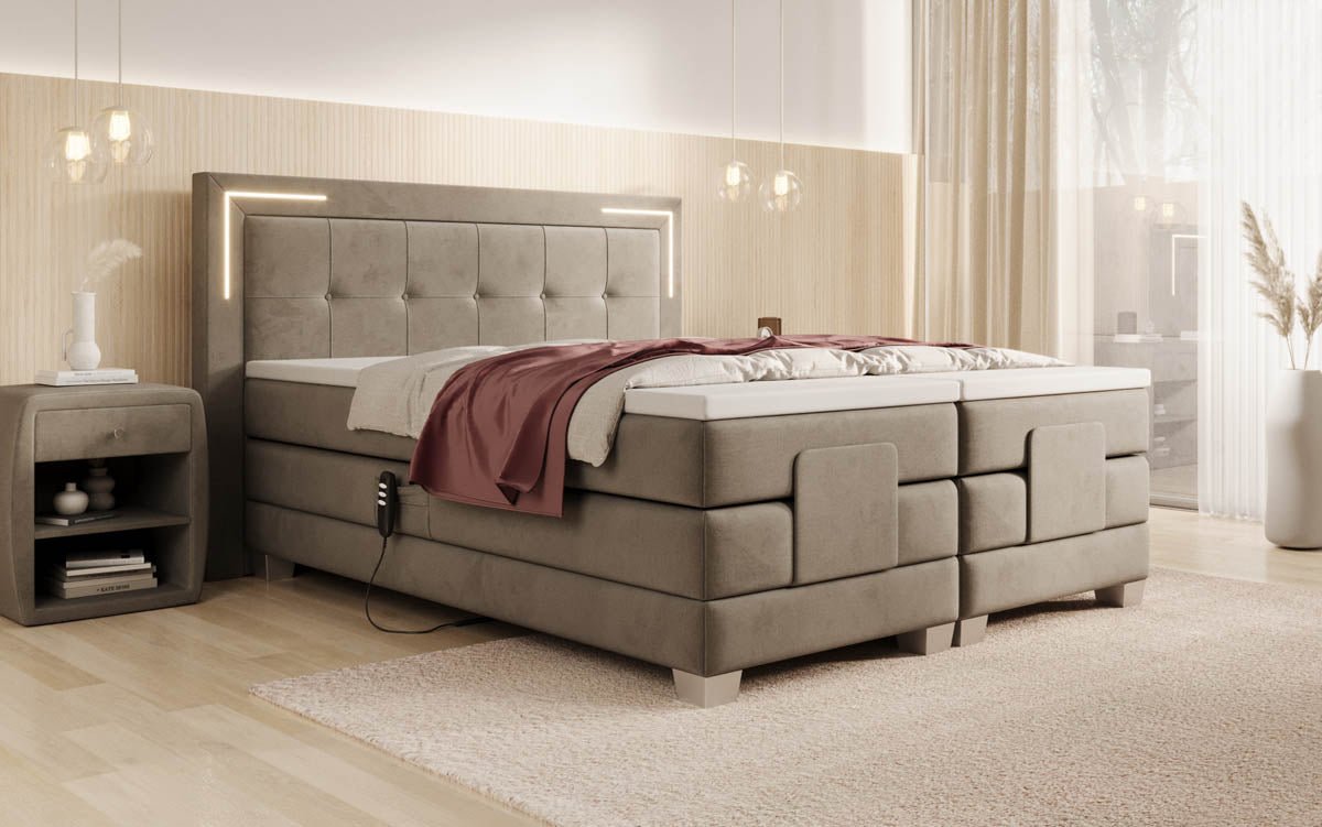 Boxspringbett Noctis Samt elektrisch verstellbar mit LED