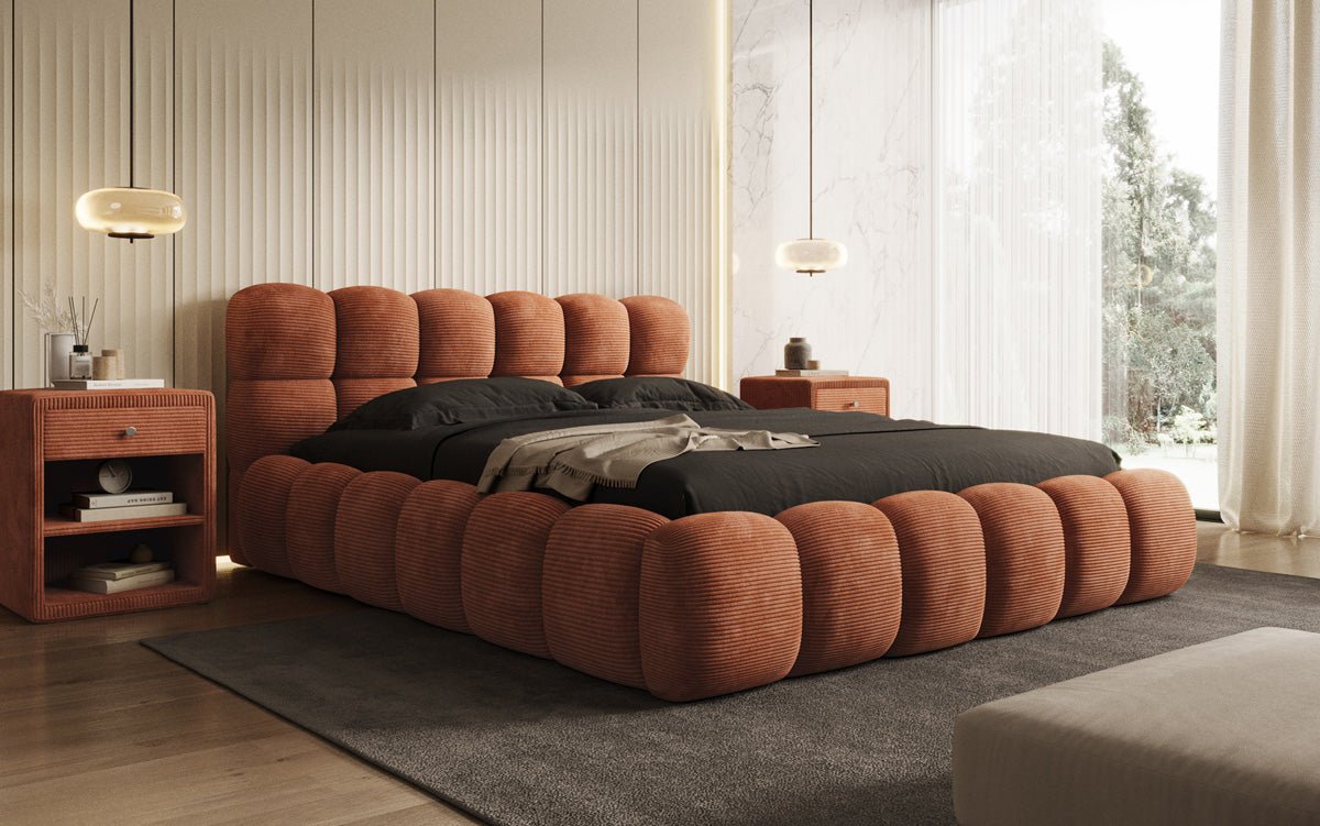 Designer Polsterbett Boston Cord mit Stauraum