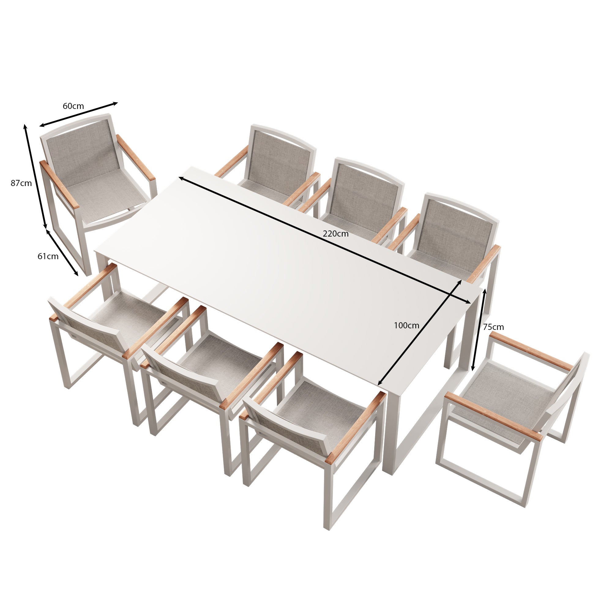 Vayla Dining – Esstisch-Set mit 8 Sesseln & Tisch in Betonoptik | Aevora™ Kollektion