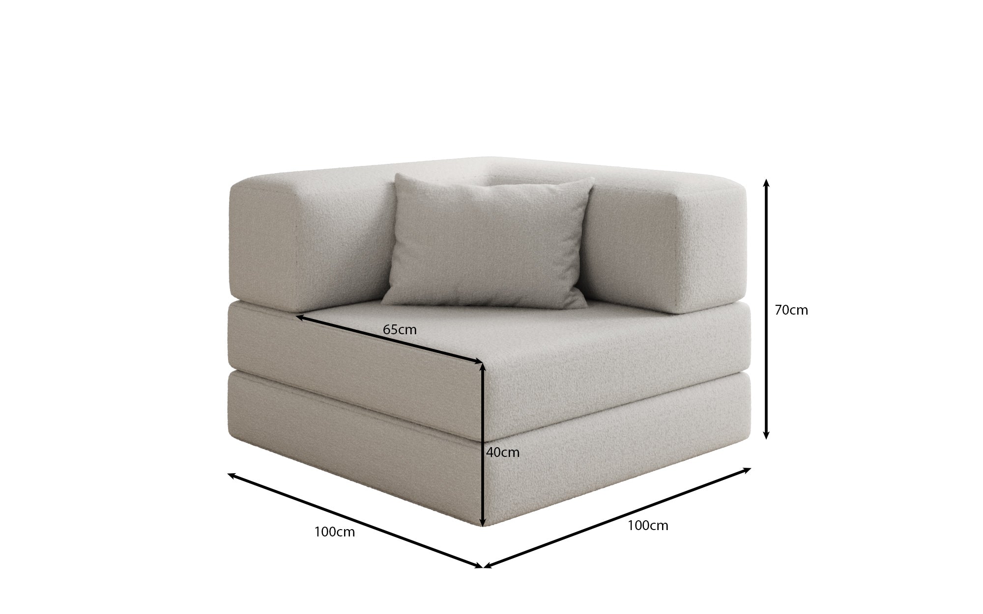 Designer Sofa-Sessel Lazy in Bouclé