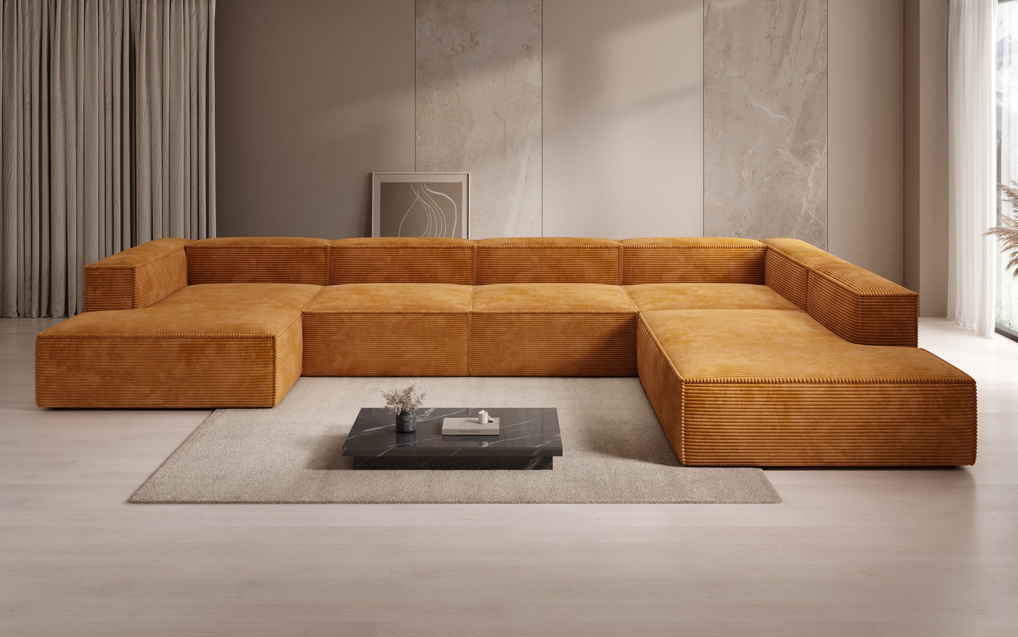 Designer Sofa Lesley U XXL in Cord