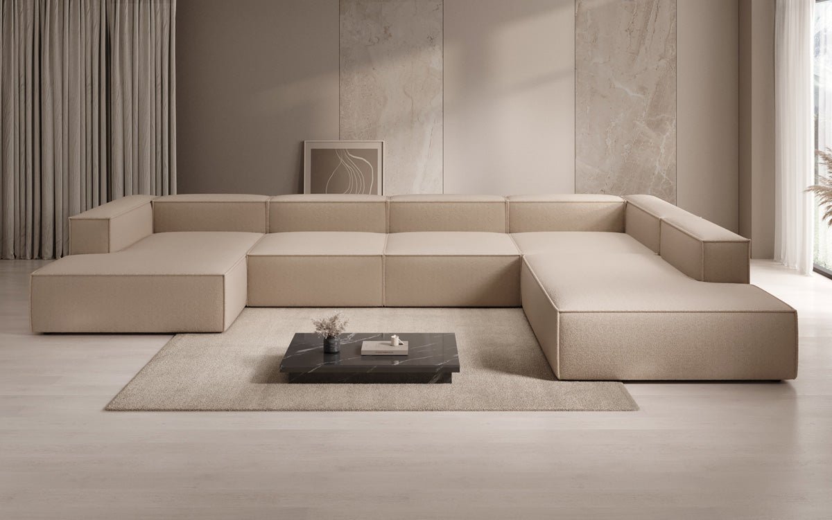 Designer Sofa Lesley U XXL in Bouclé