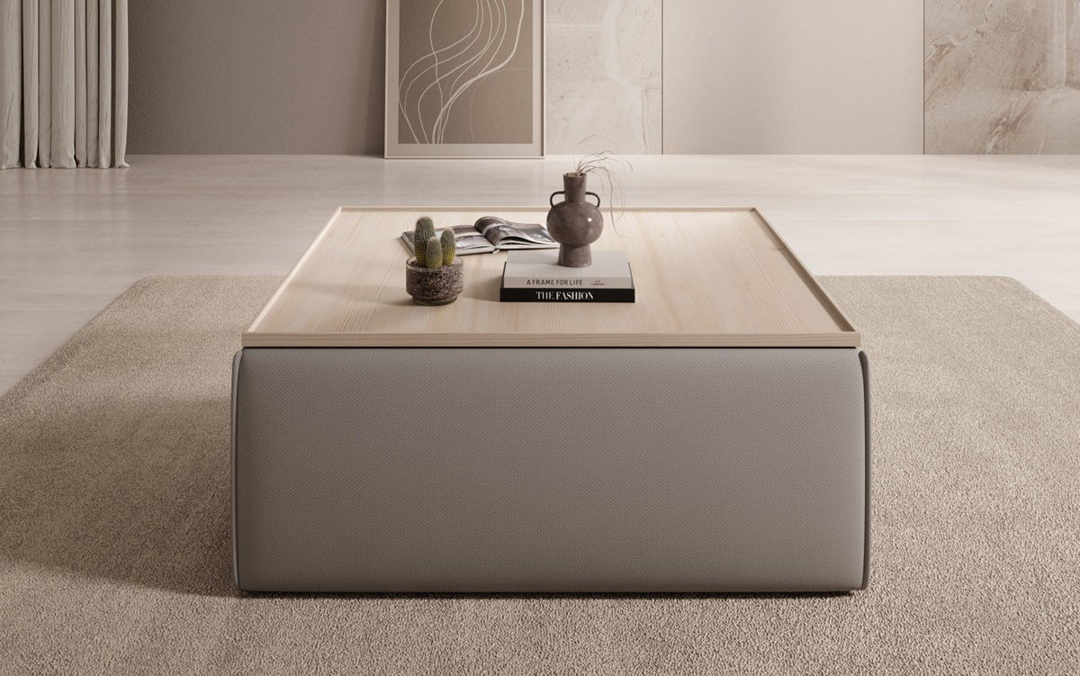 Beistellhocker/Couchtisch Lesley mit Stauraum in Stoff