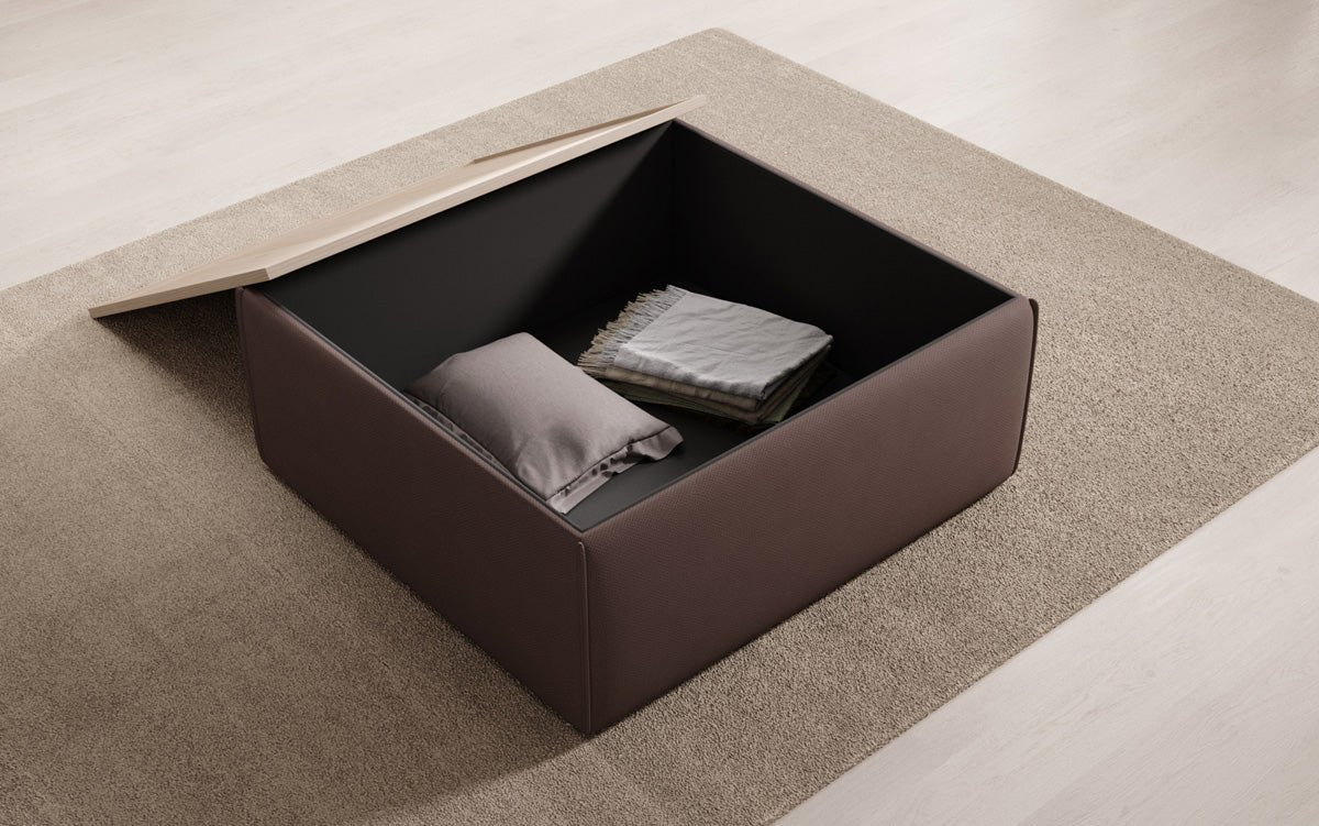 Beistellhocker/Couchtisch Lesley mit Stauraum in Stoff