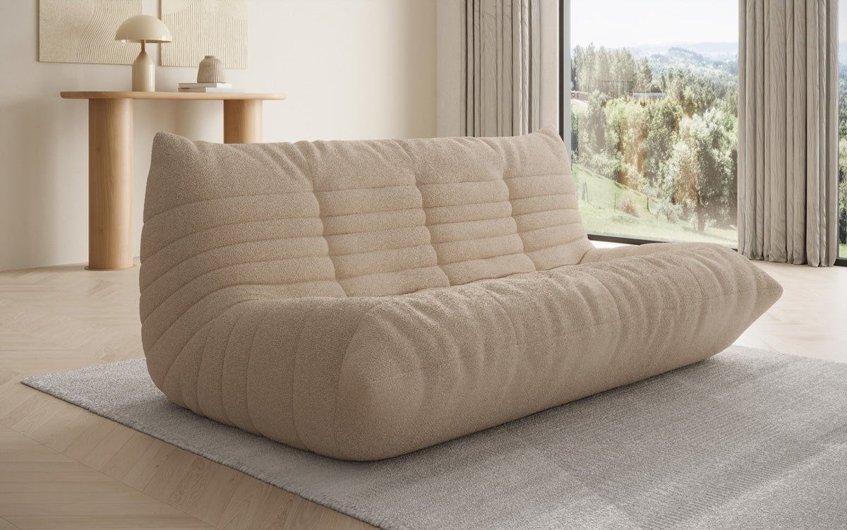 Designer 3 Sitzer Sofa Calmo in Teddy Bouclé