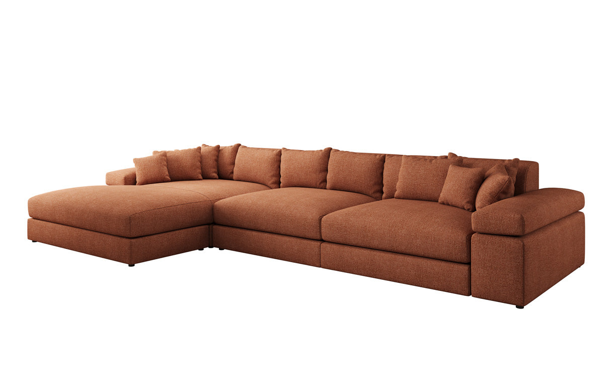 Designer Ecksofa Bernardo Maxi mit breiter Ottomane in Strukturstoff
