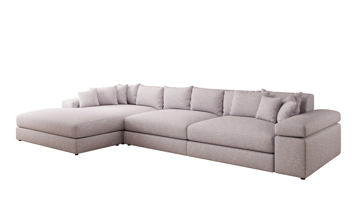 Designer Ecksofa Bernardo Maxi mit breiter Ottomane in Strukturstoff