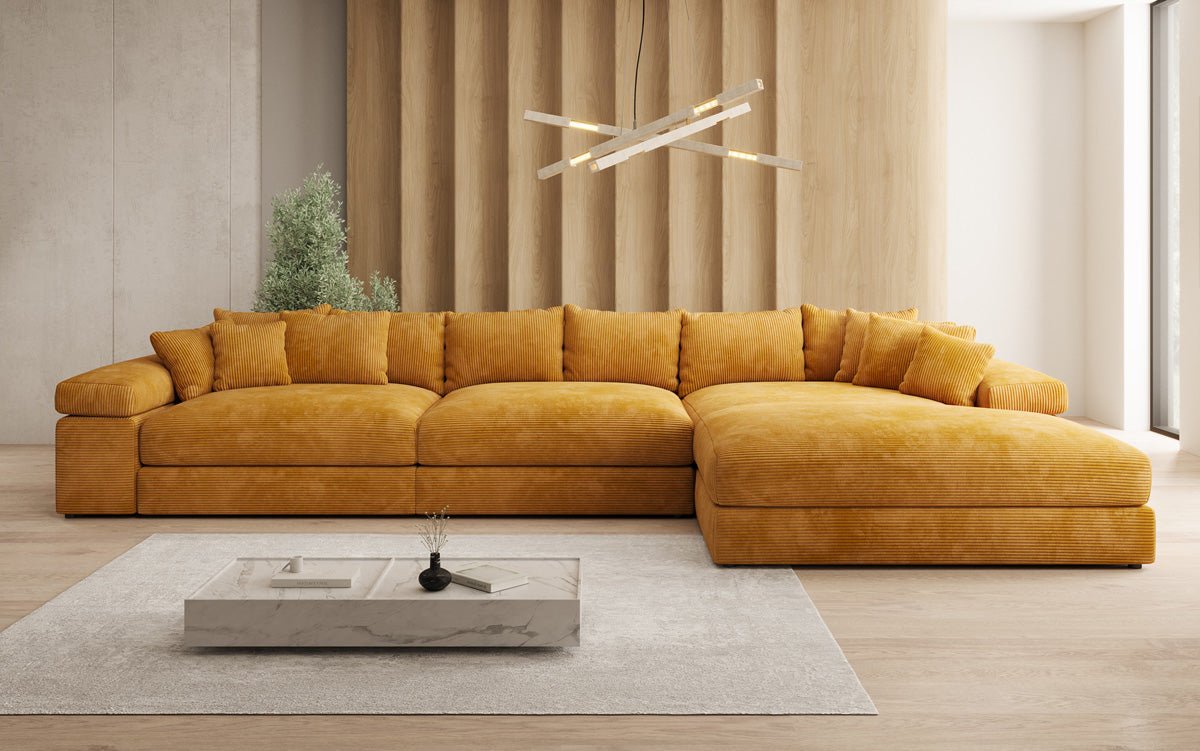 Designer Sofa Bernardo L Maxi mit breiter Ottomane in Cord