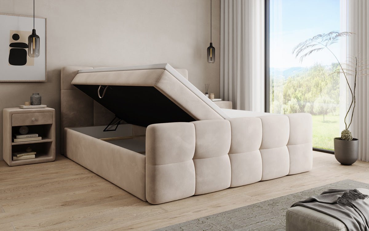 Boxspringbett Cozy Samt mit Stauraum