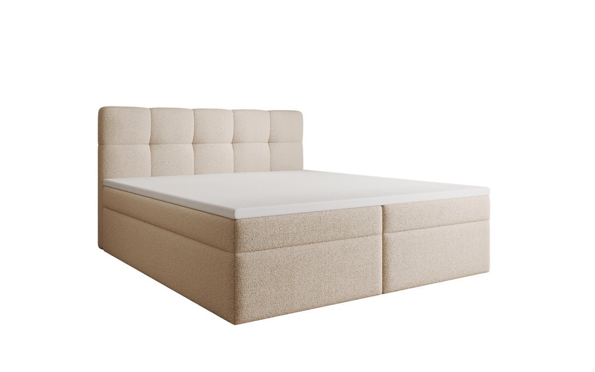 Boxspringbett Cozy II in Teddy Bouclé mit Stauraum