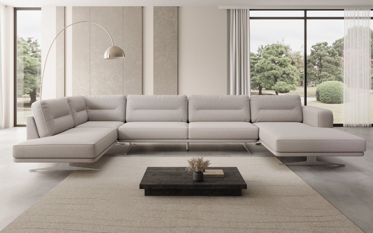 Designer Sofa Wohnlandschaft Torino U in Bouclé