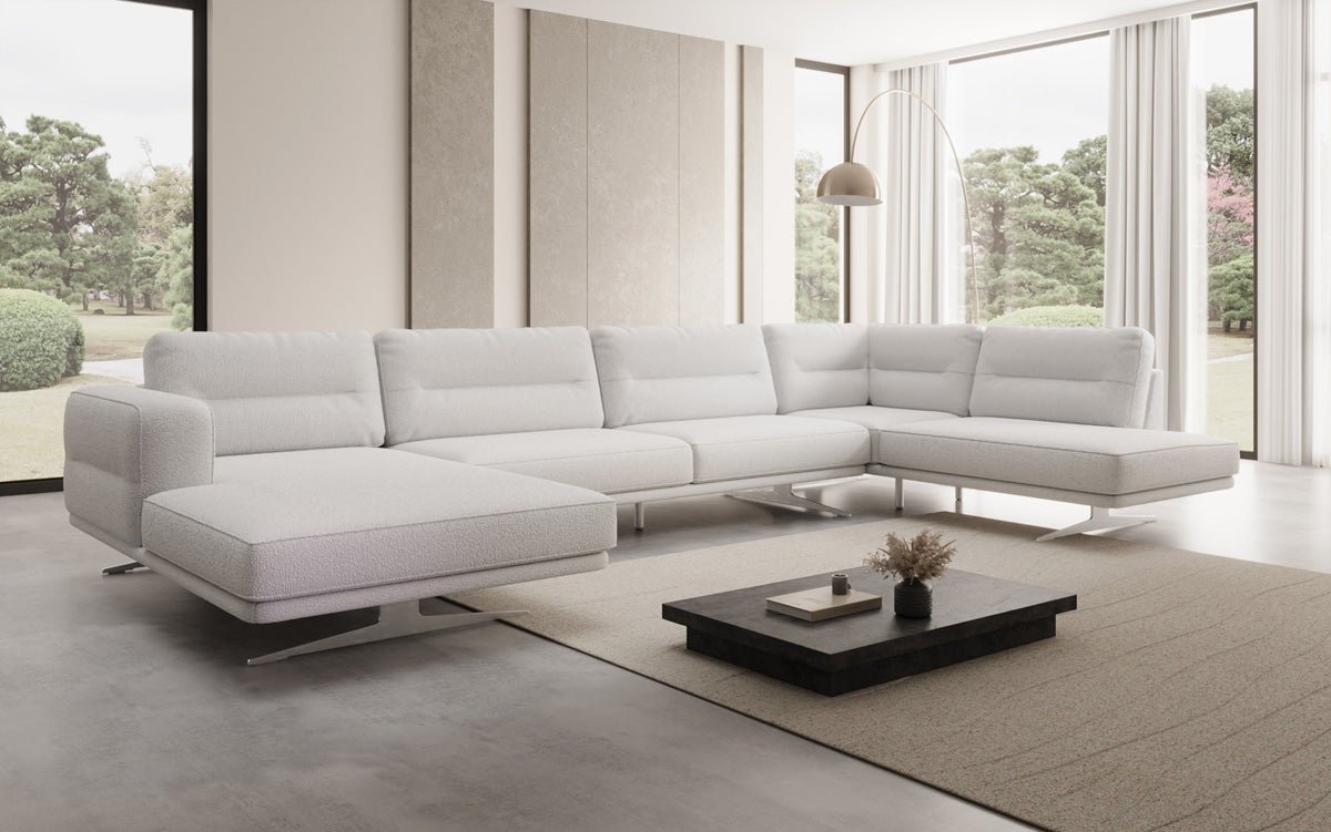 Designer Sofa Wohnlandschaft Torino U in Bouclé