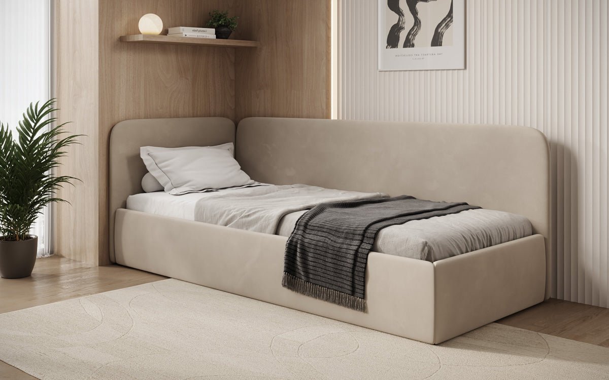 Designer Polsterbett/Gästebett/Sofa Cleo mit Stauraum