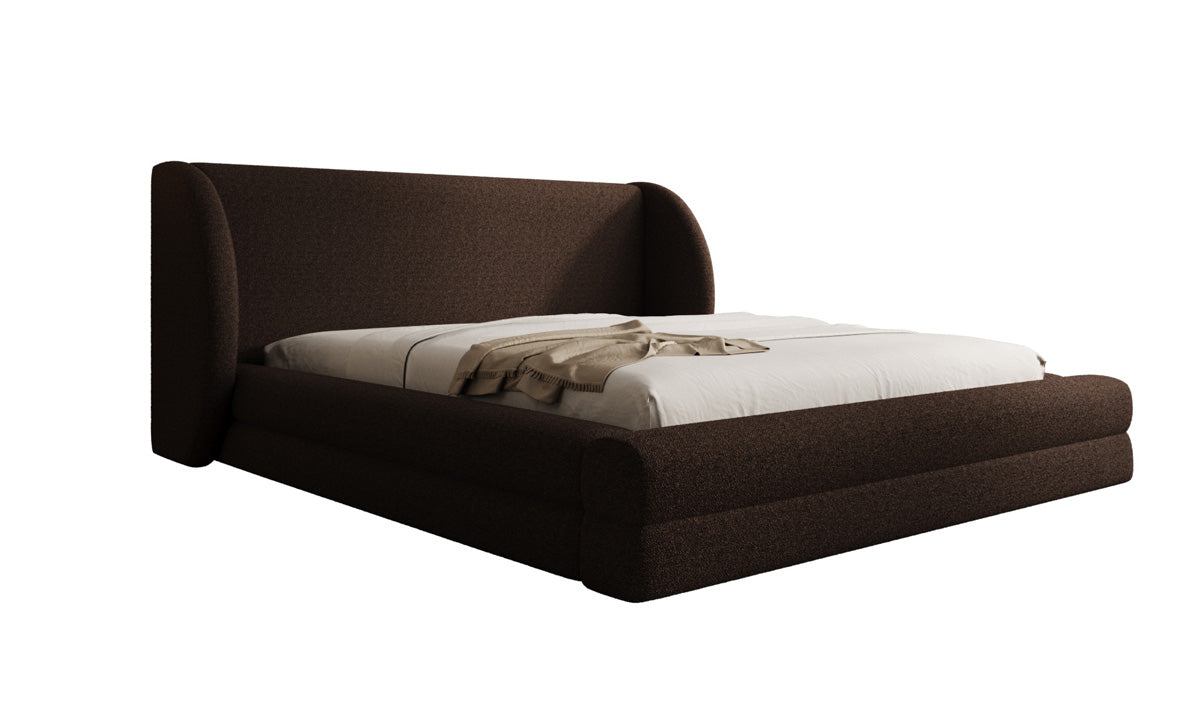 Designer Polsterbett Liv in Teddy Bouclé mit Stauraum
