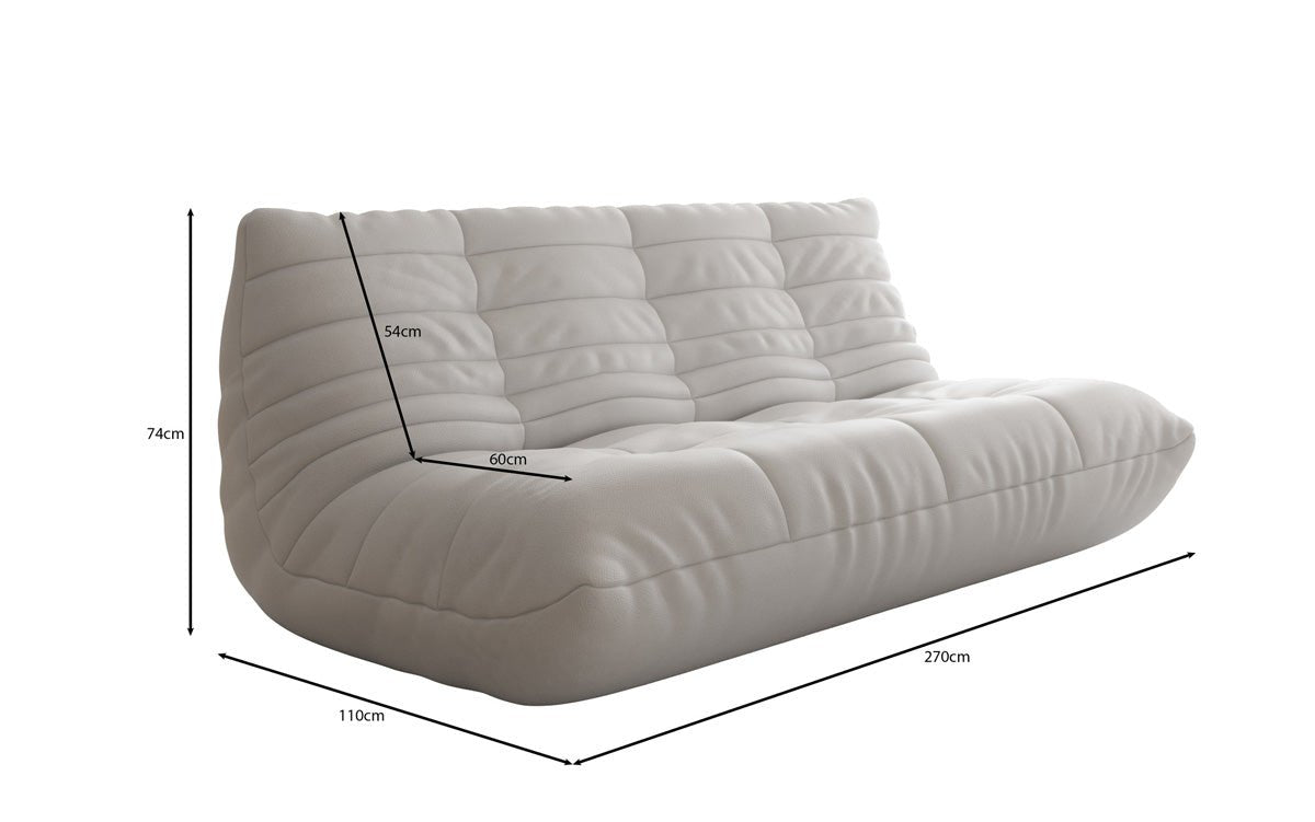 Designer 3 Sitzer Sofa Calmo in Echtleder