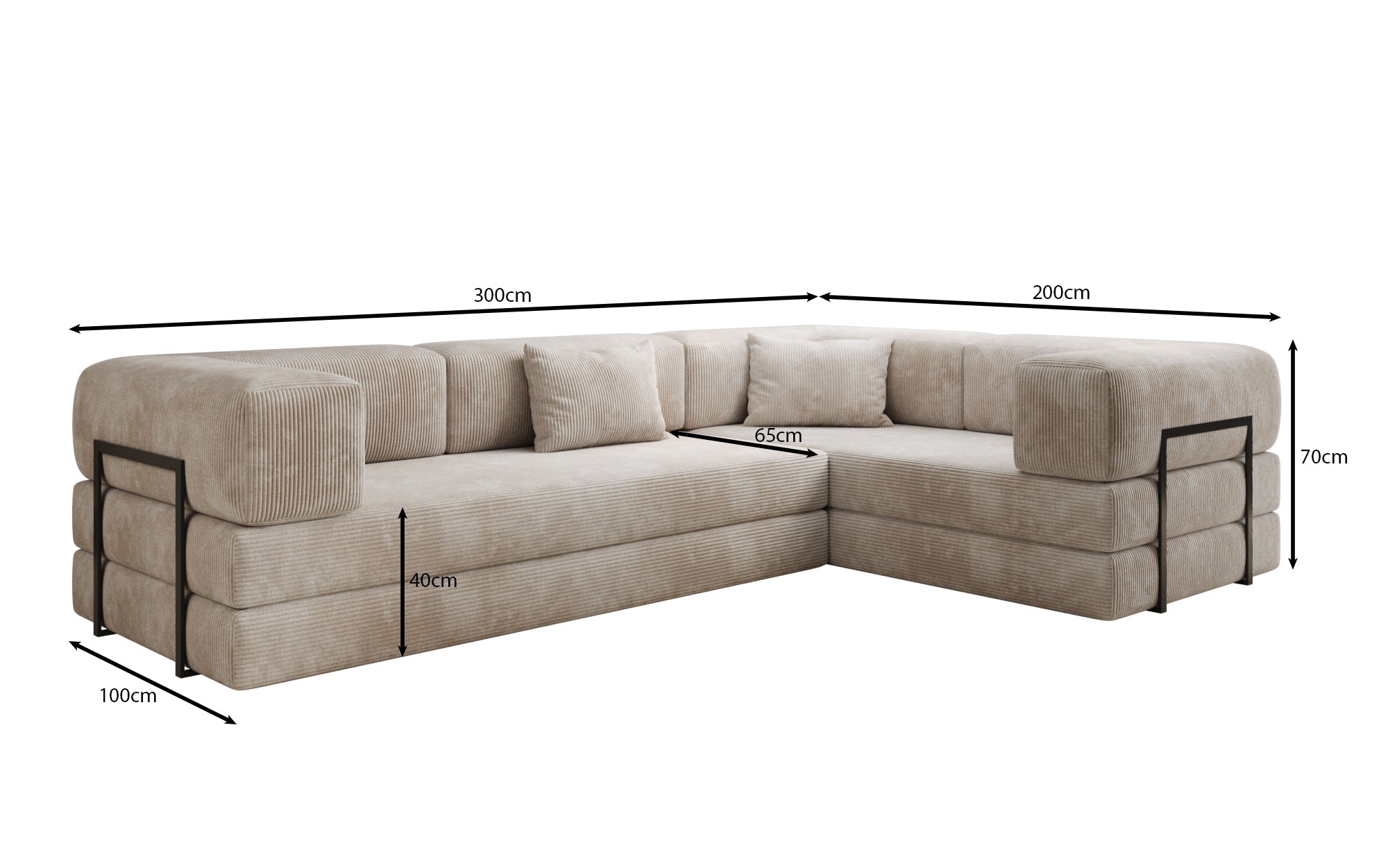 Designer Sofa Lazy L geschlossen in Cord