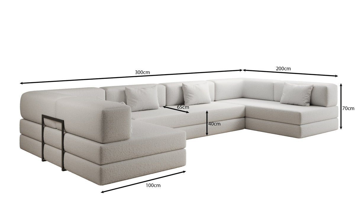 Designer Sofa Lazy U in Bouclé