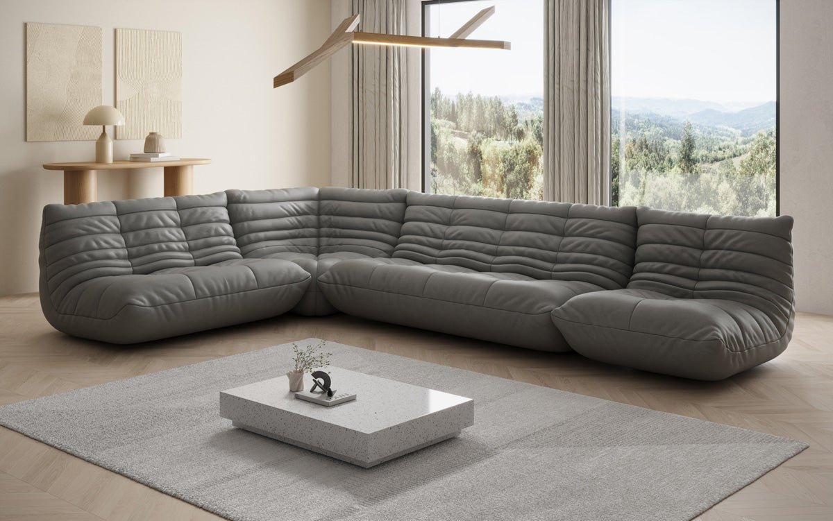 Designer Sofa Wohnlandschaft Calmo in Echtleder