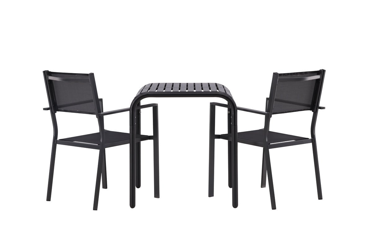 Garten Cafegruppe Levina – 3 teiliges Möbel-Set in Schwarz