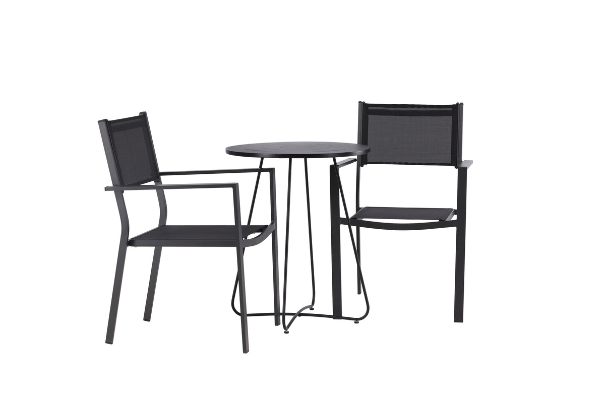 Garten Cafegruppe Marvin – 3-teiliges Gartenmöbel-Set in der Farbe Schwarz