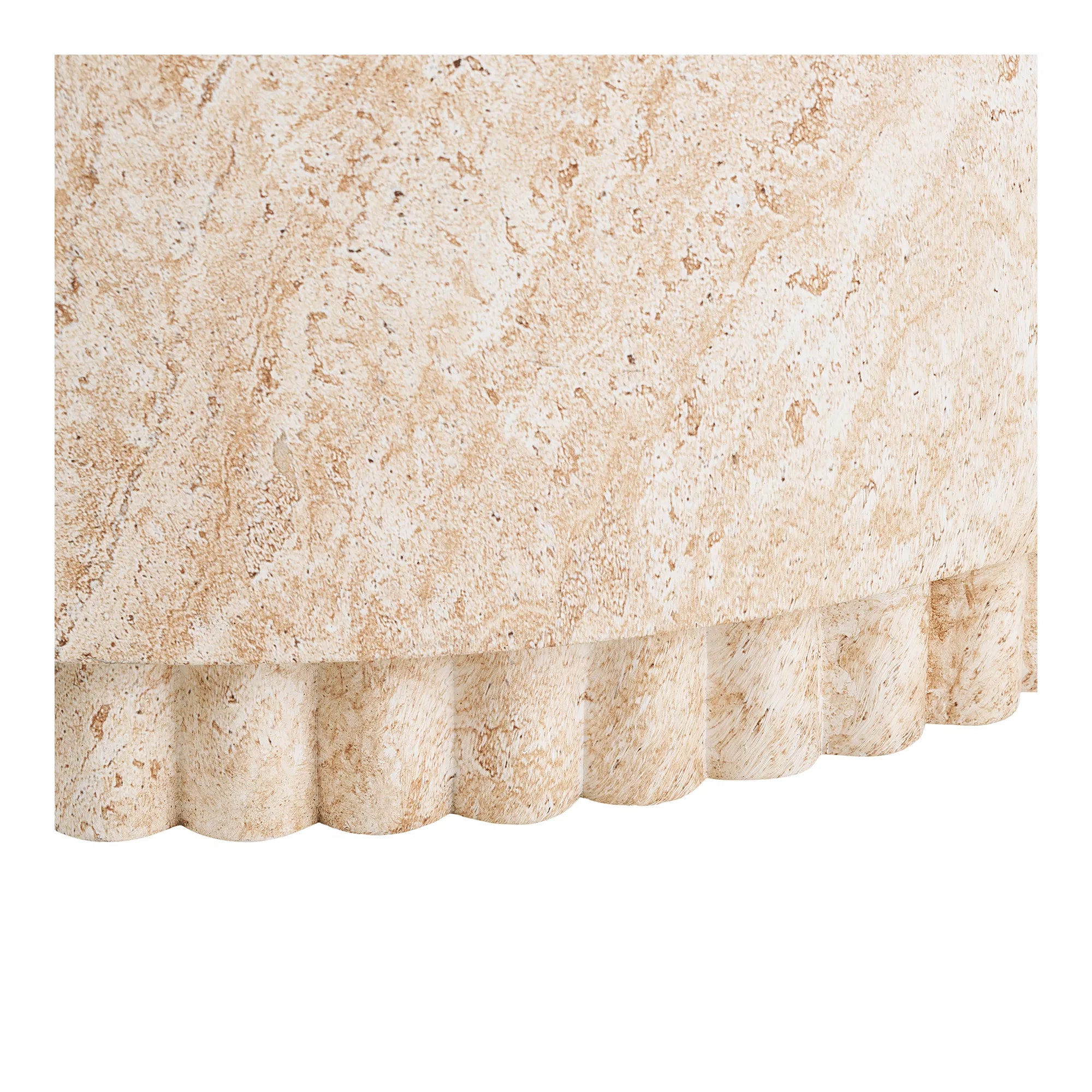 Garten Couchtisch Caluna – mit geriffelter Basis aus Faserlehm in Naturton