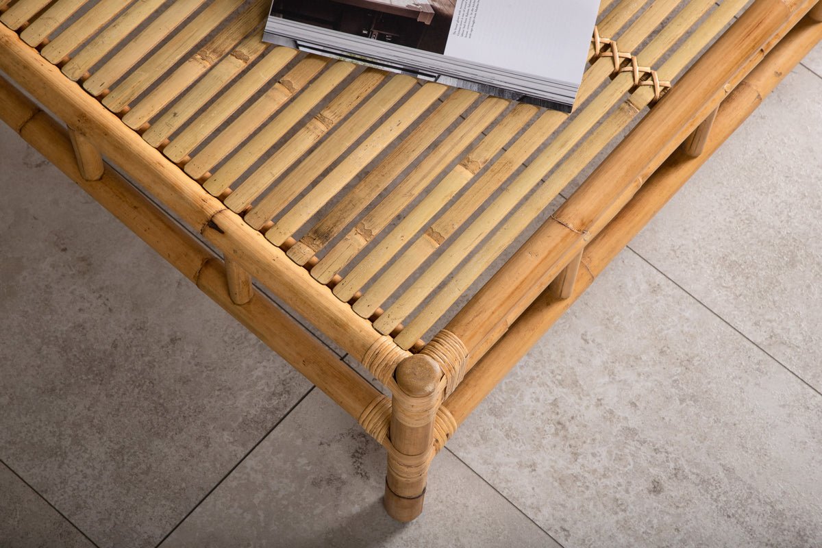 Garten Couchtisch Zypern - Aus Rattan und Bambus in Natur-Optik