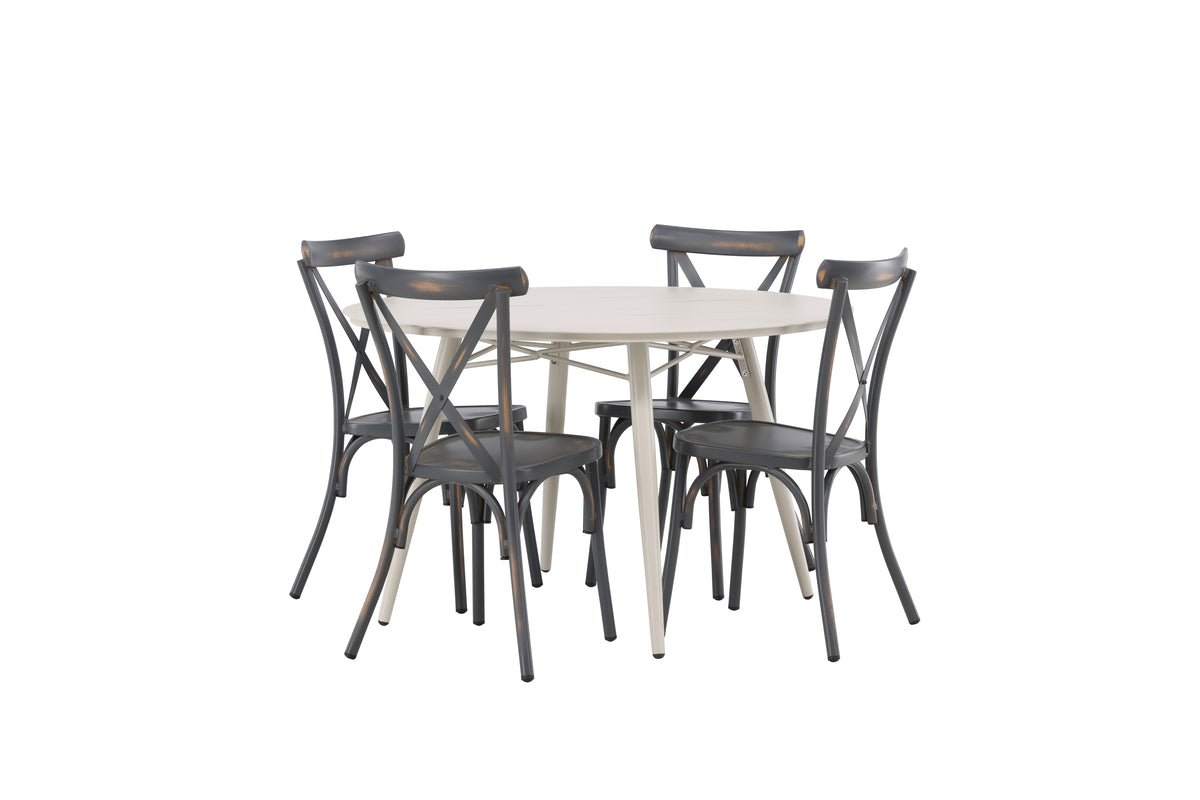 Garten Essgruppe Jonny – 5-teiliges Gartenmöbel-Set mit rundem Tisch aus Aluminium