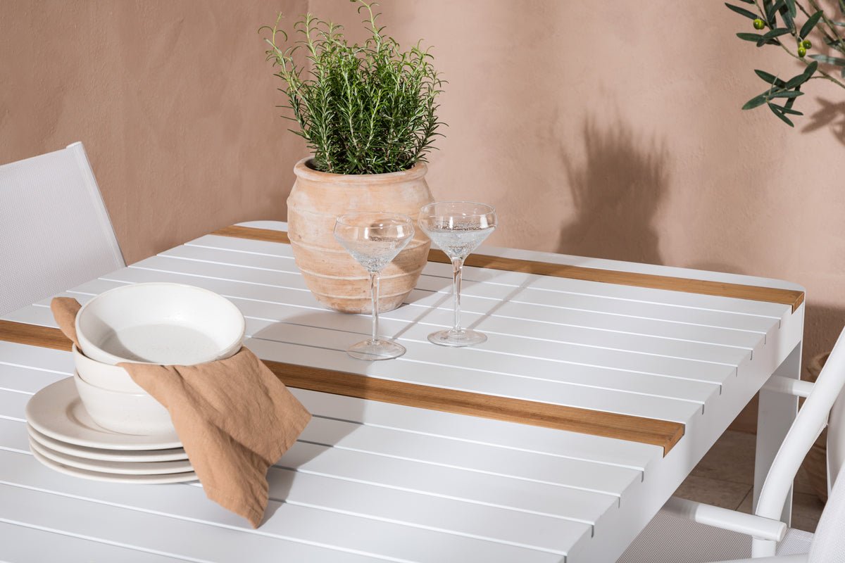 Garten Essgruppe Mareike – Weißes Gartenmöbel-Set in 2 Größen