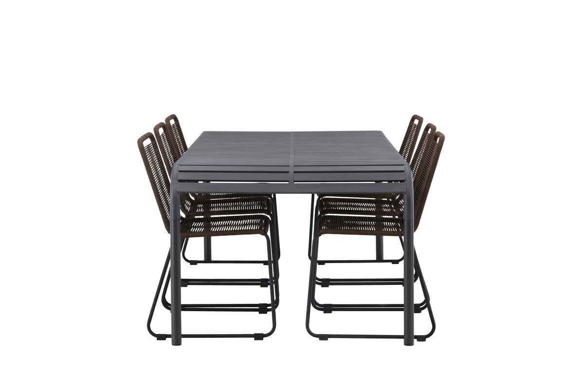 Garten Essgruppe Savannah – 7-teiliges Gartenmöbel-Set mit braunen Stühlen