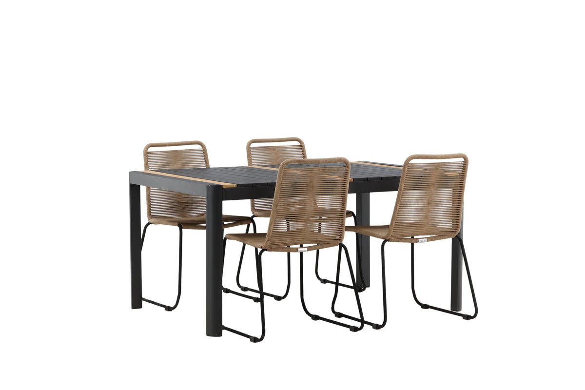 Garten Essgruppe Virello – 5-teiliges Gartenmöbel-Set in Schwarz/Braun