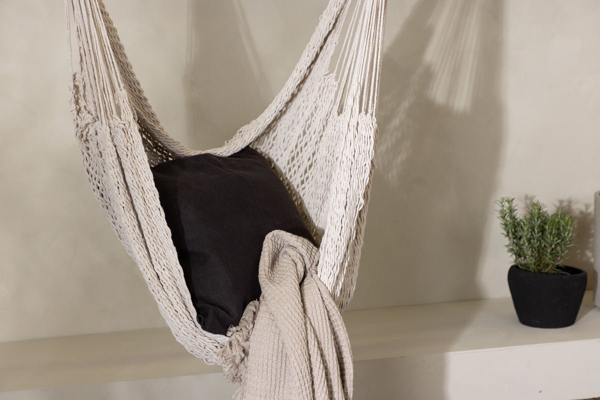 Garten Hängesessel Lilo - aus Baumwolle in Creme-Weiß