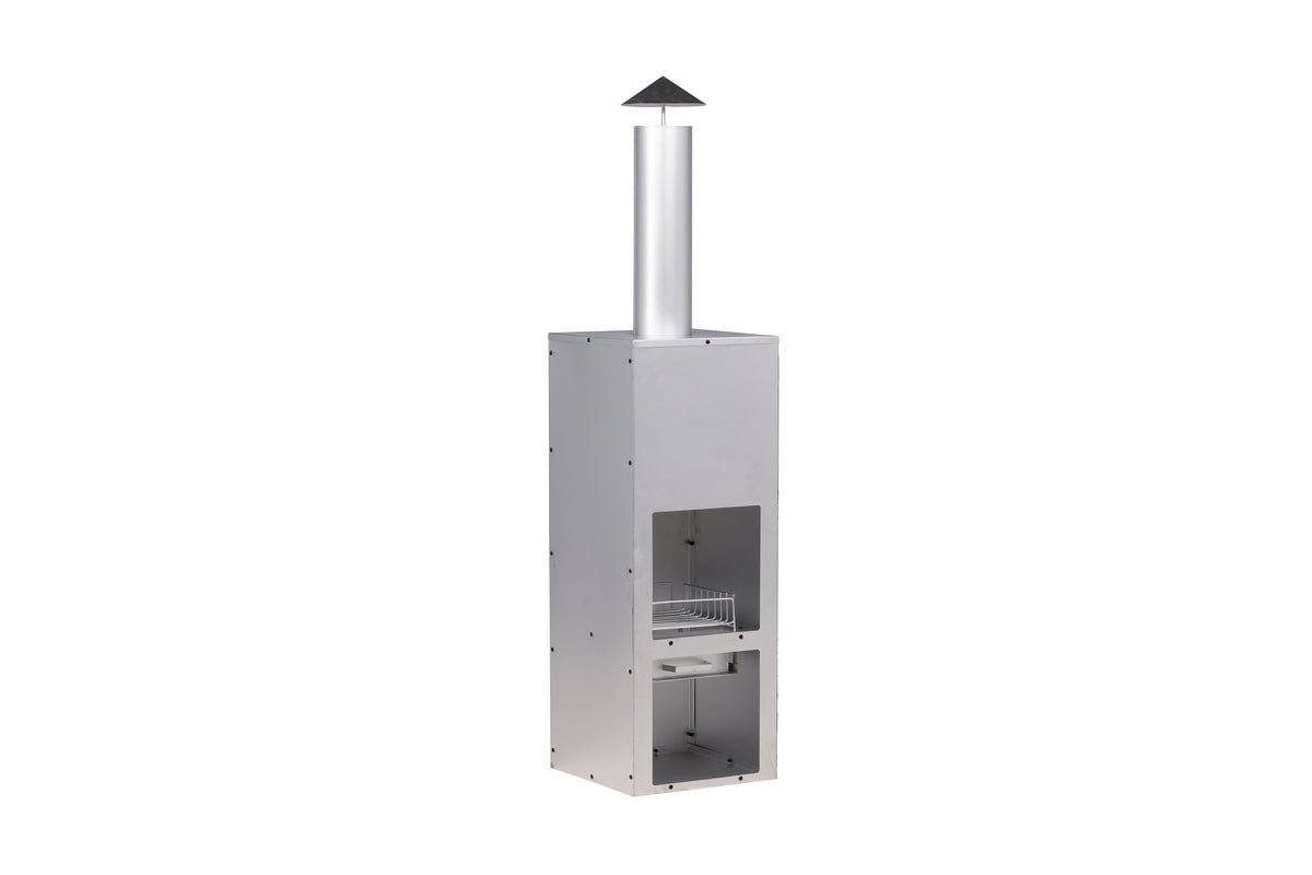 Garten Kamin Arne - aus Stahl mit Schornstein in Silber