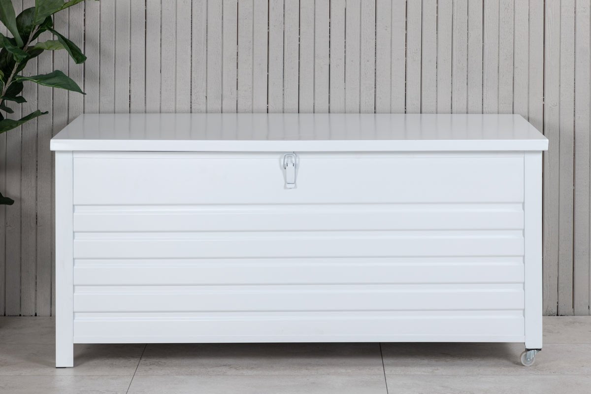 Garten Kissenbox Erika - Aus weißem Aluminium
