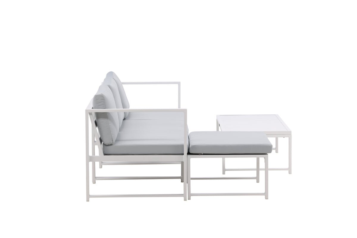 Garten Loungeset Alicia – mit hellgrauen Kissen & Couchtisch
