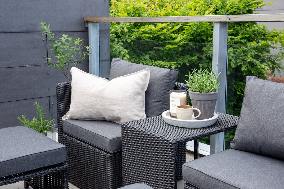 Garten Loungeset Dakar - aus schwarzem Kunstfaser-Rattan