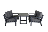 Garten Loungeset Kreta – 4-teiliges Set mit Tisch & dunkelgrauen Kissen