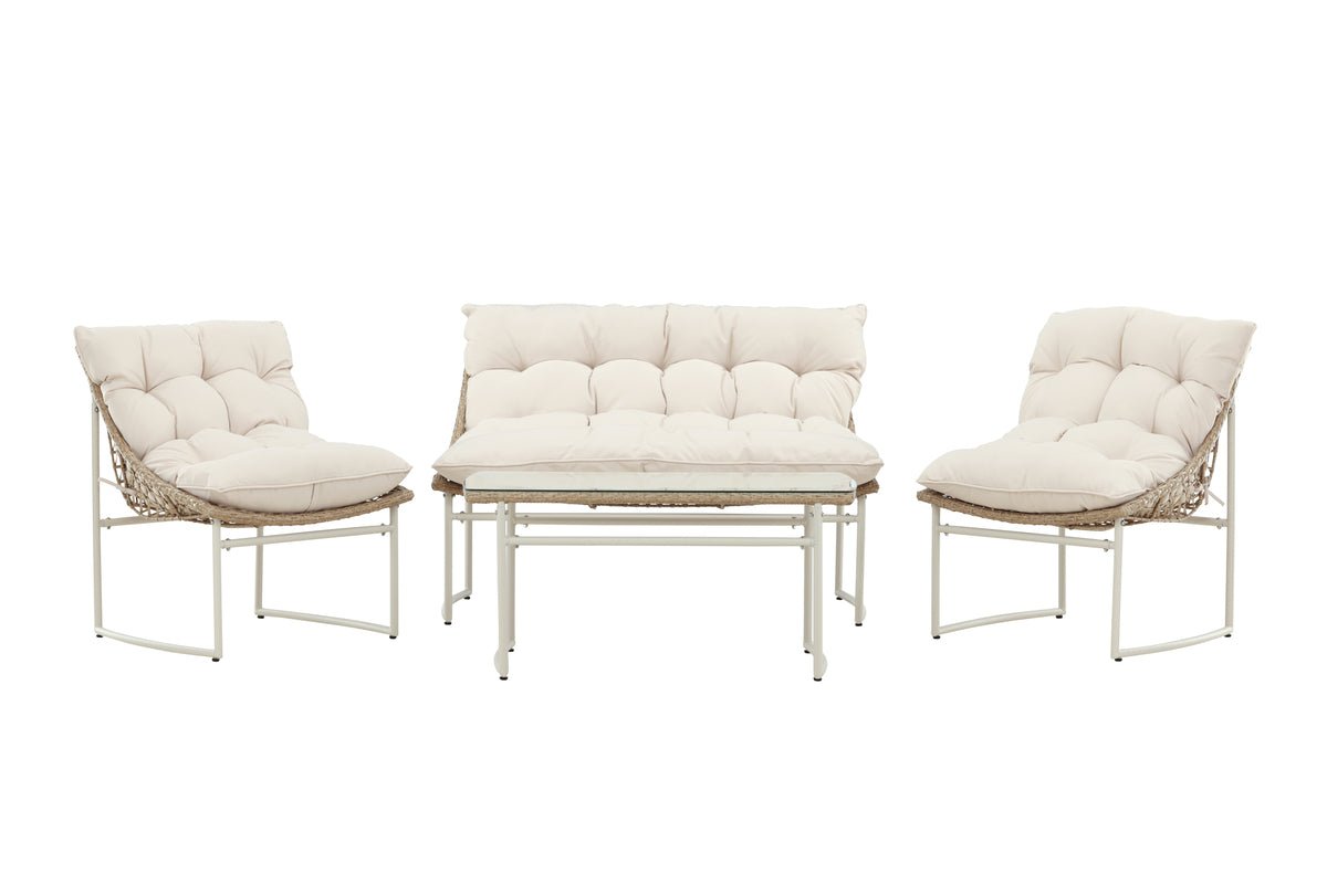 Garten Loungeset Marvella – 4-teiliges Outdoor-Sofa-Set in Beige mit Polstern