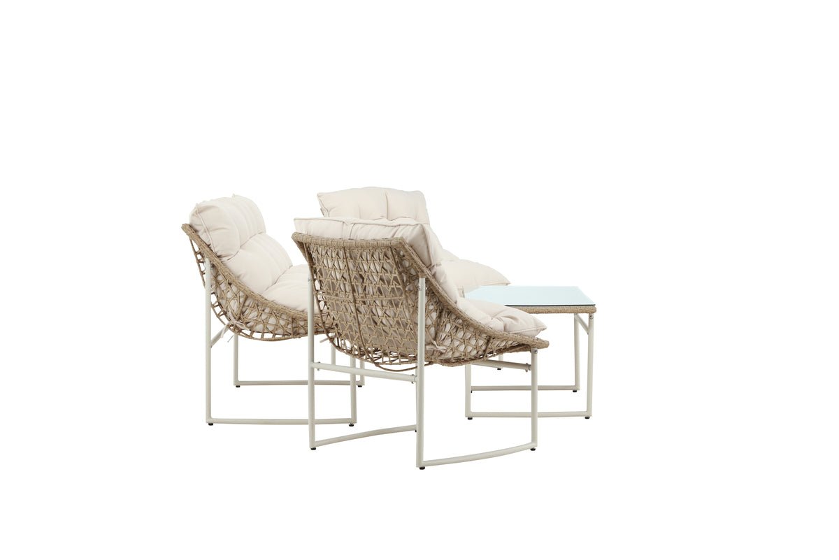 Garten Loungeset Marvella – 4-teiliges Outdoor-Sofa-Set in Beige mit Polstern