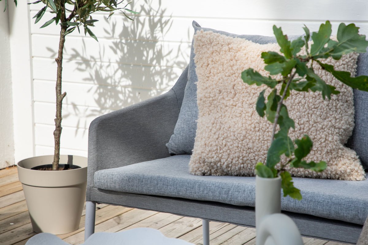 Garten Loungeset Morena - in Weiß mit grauem Stoff