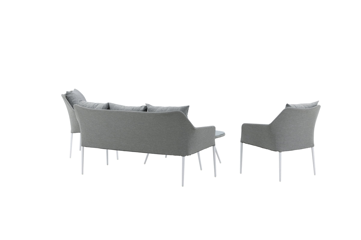 Garten Loungeset Morena - in Weiß mit grauem Stoff
