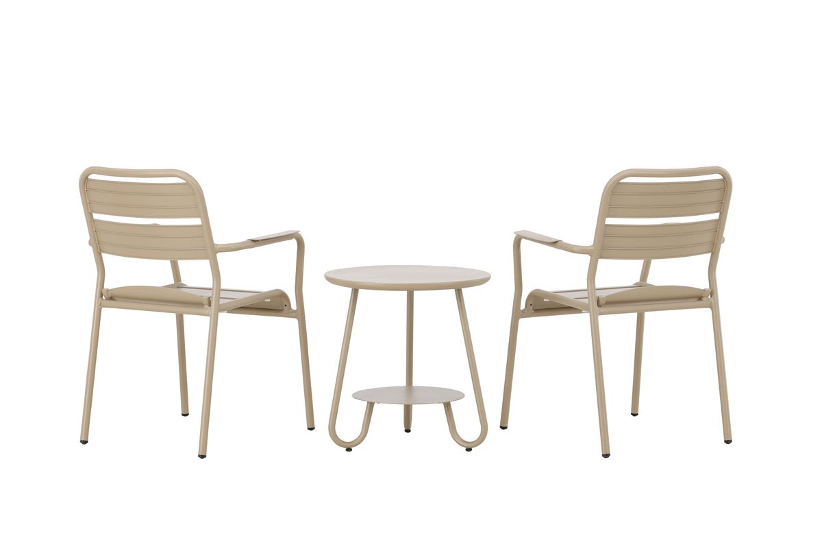 Garten Loungeset Rivana – 3-teiliges Set mit 2 Stühlen & Tisch in Beige