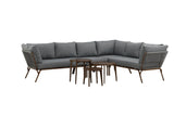 Garten Loungeset Xenia - aus braunem Stahl mit grauen Kissen