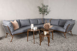 Garten Loungeset Xenia - aus braunem Stahl mit grauen Kissen
