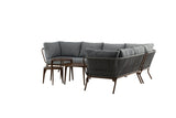Garten Loungeset Xenia - aus braunem Stahl mit grauen Kissen