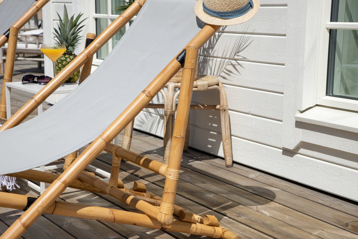Garten Sonnenliege Coco - aus Rattan und Textilene in Naturoptik