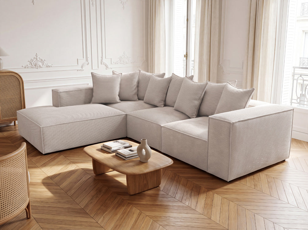 Designer Sofa Largo mit langer Ottomane in Cord