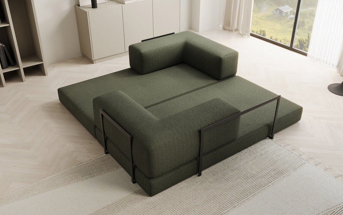 Lazy Spar-Set: 3-Sitzer + Hocker in Bouclé