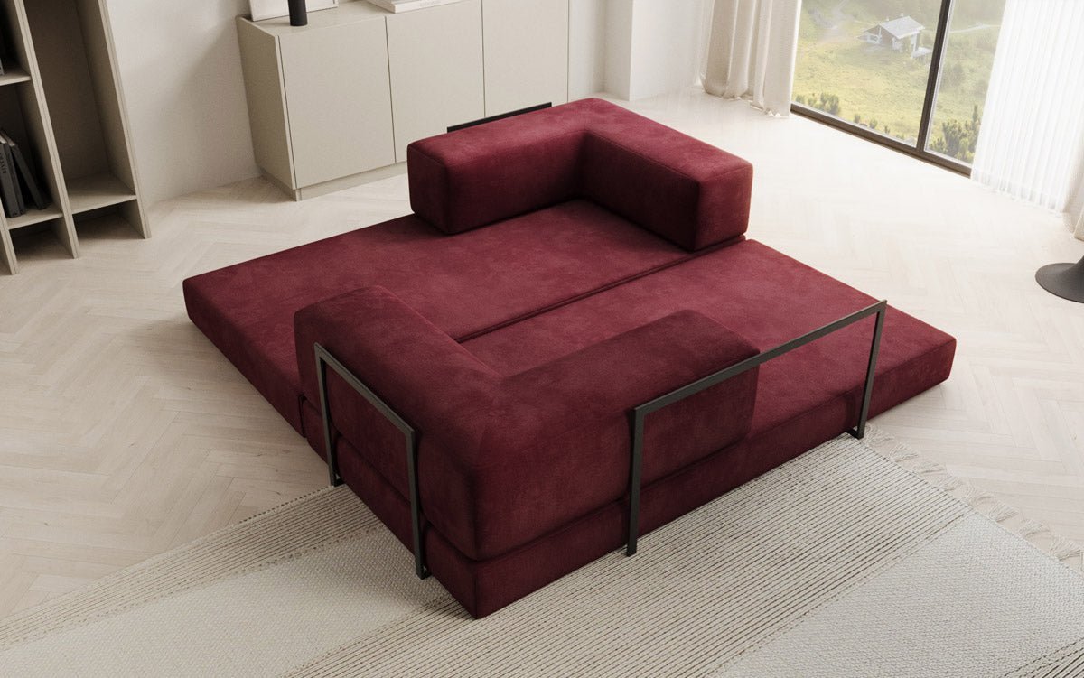 Lazy Spar-Set: 3-Sitzer + Hocker in Samt
